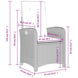 5 Piece Garden Dining Set with Cushions Grey Poly Rattan - Extra Image
