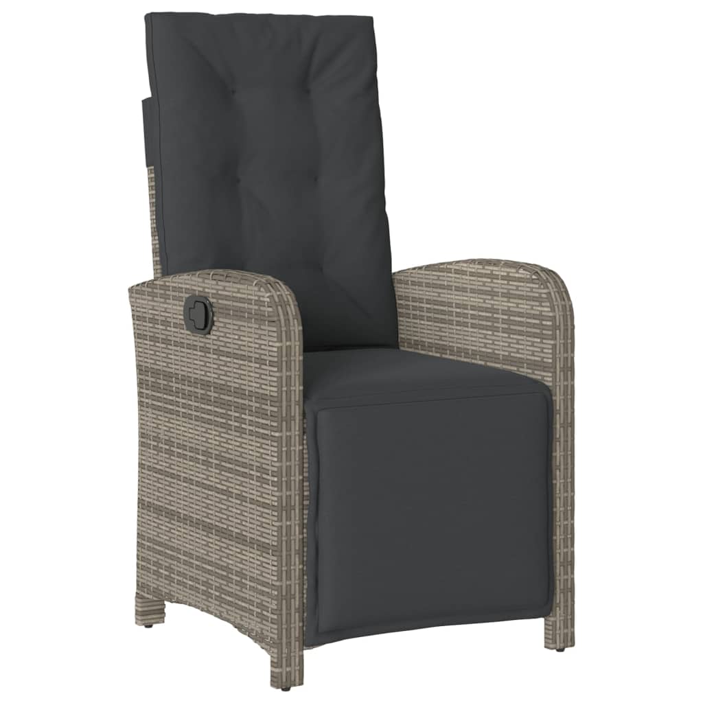 3 Piece Garden Dining Set with Cushions Grey Poly Rattan