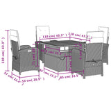 5 Piece Garden Dining Set with Cushions Grey Poly Rattan - Low Angle