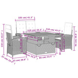 4 Piece Garden Dining Set with Cushions Grey Poly Rattan