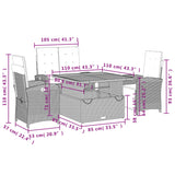 4 Piece Garden Dining Set with Cushions Grey Poly Rattan - Extra Image