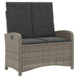 2 Piece Garden Dining Set with Cushions Grey Poly Rattan - Rear View