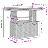 2 Piece Garden Dining Set with Cushions Grey Poly Rattan - Extra Image