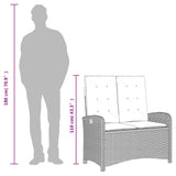 2 Piece Garden Dining Set with Cushions Grey Poly Rattan - Extra Image