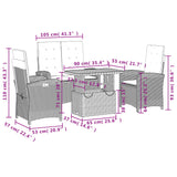 4 Piece Garden Dining Set with Cushions Grey Poly Rattan - Extra Image