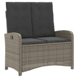 4 Piece Garden Dining Set with Cushions Grey Poly Rattan - Rear View