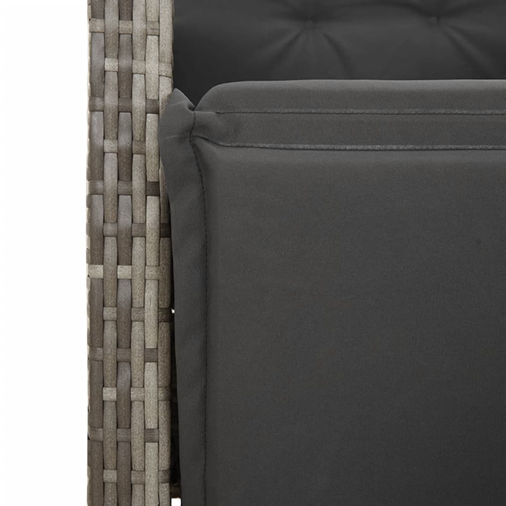 4 Piece Garden Dining Set with Cushions Grey Poly Rattan
