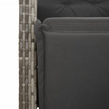 4 Piece Garden Dining Set with Cushions Grey Poly Rattan