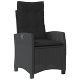 3 Piece Garden Dining Set with Cushions Black Poly Rattan - Side View