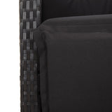 3 Piece Garden Dining Set with Cushions Black Poly Rattan - Rear View