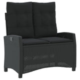 4 Piece Garden Dining Set with Cushions Black Poly Rattan - Side View