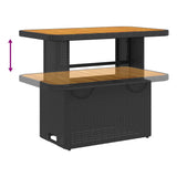 2 Piece Garden Dining Set with Cushions Black Poly Rattan - Close-Up Angle
