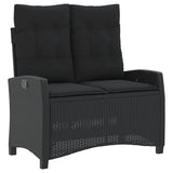 4 Piece Garden Dining Set with Cushions Black Poly Rattan - Side View