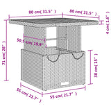 5 Piece Garden Dining Set with Cushions Grey Poly Rattan - Extra Image