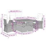 4 Piece Garden Dining Set with Cushions Grey Poly Rattan - Extra Image