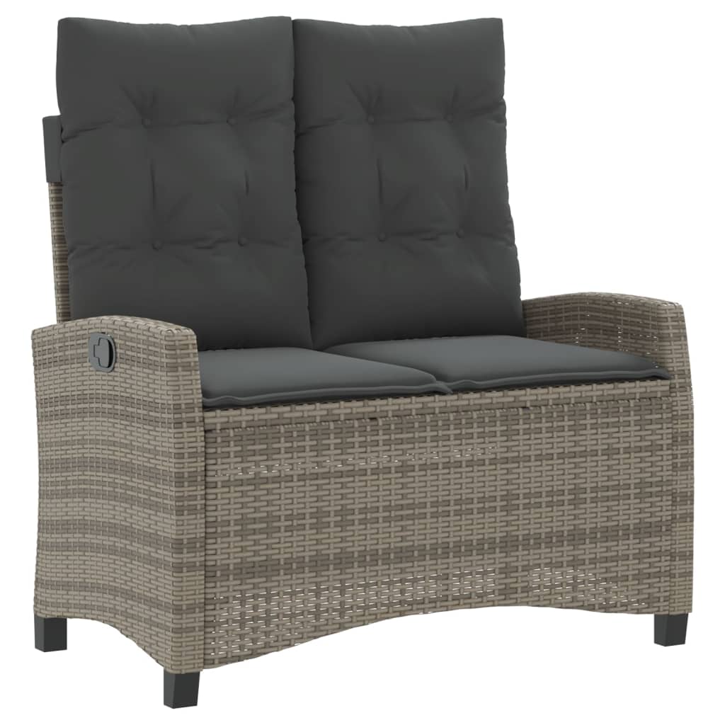 4 Piece Garden Dining Set with Cushions Grey Poly Rattan