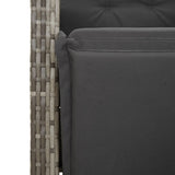 4 Piece Garden Dining Set with Cushions Grey Poly Rattan