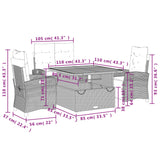 4 Piece Garden Dining Set with Cushions Grey Poly Rattan - Extra Image