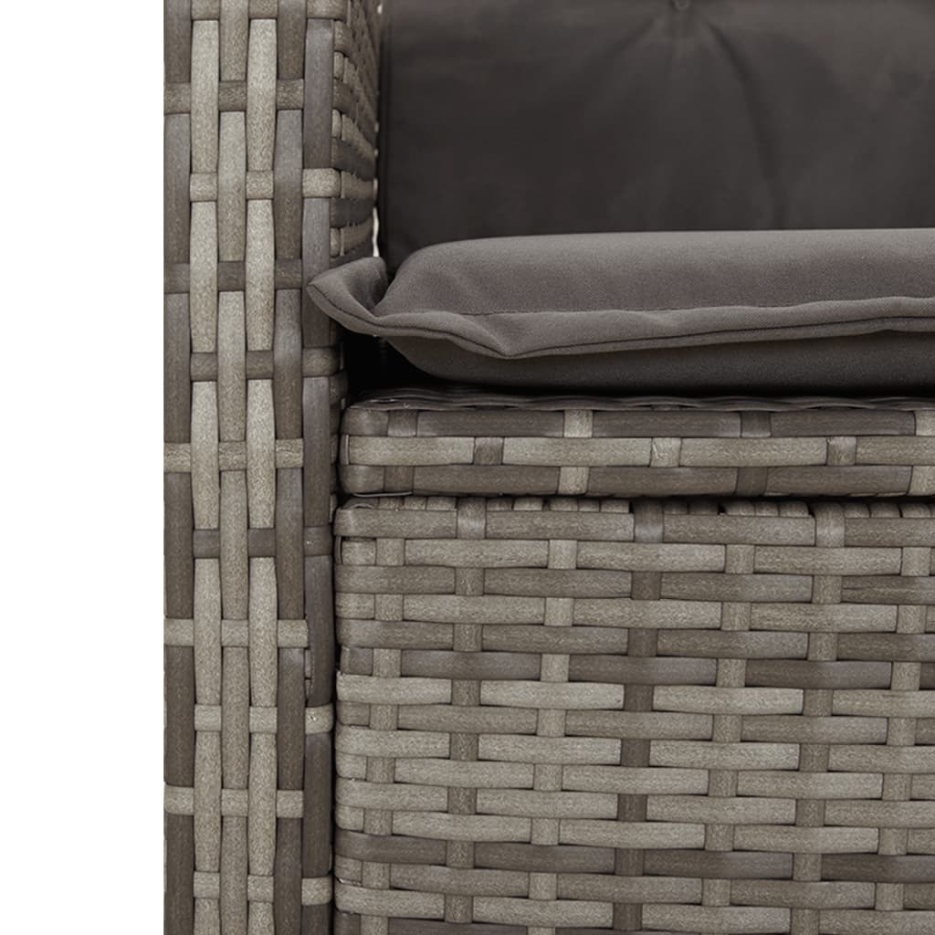 4 Piece Garden Dining Set with Cushions Grey Poly Rattan