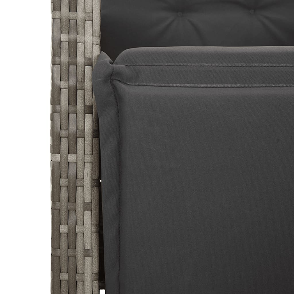 4 Piece Garden Dining Set with Cushions Grey Poly Rattan
