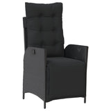 3 Piece Garden Dining Set with Cushions Black Poly Rattan - Side View