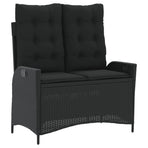 2 Piece Garden Dining Set with Cushions Black Poly Rattan