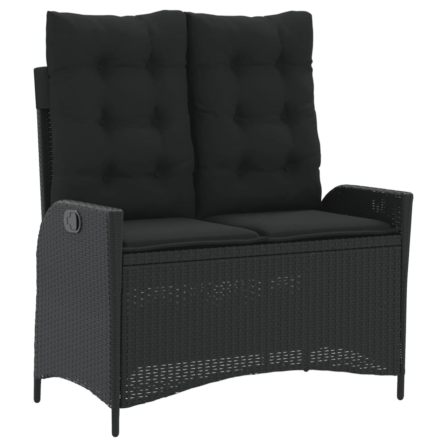 2 Piece Garden Dining Set with Cushions Black Poly Rattan