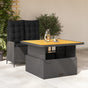 2 Piece Garden Dining Set with Cushions Black Poly Rattan
