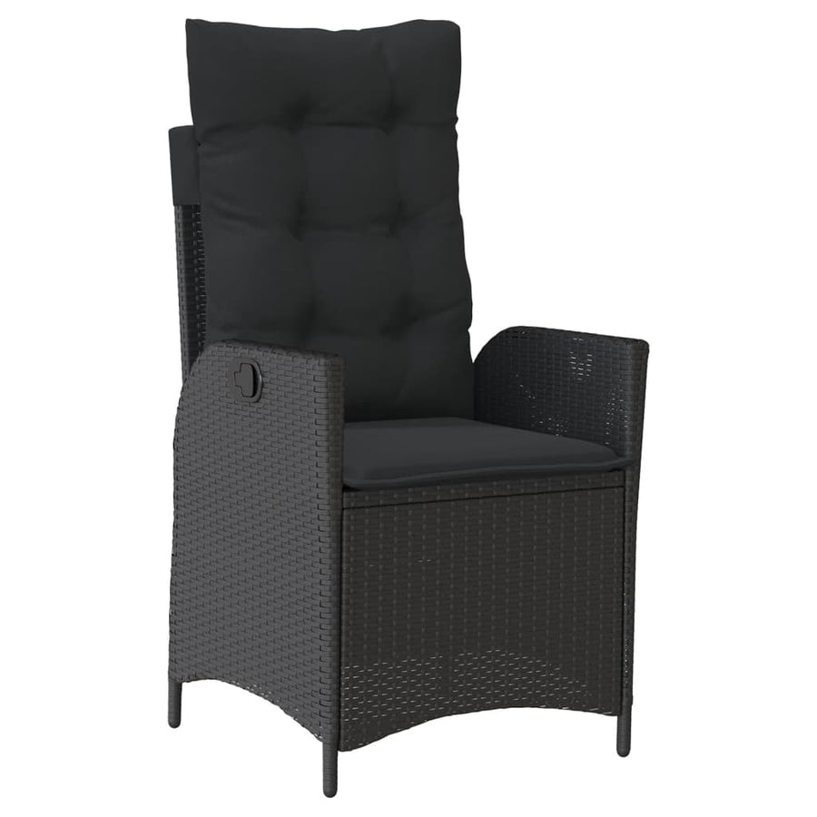 4 Piece Garden Dining Set with Cushions Black Poly Rattan