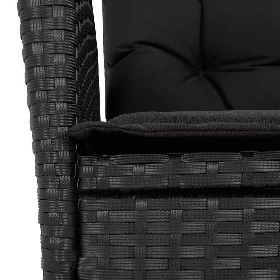 4 Piece Garden Dining Set with Cushions Black Poly Rattan