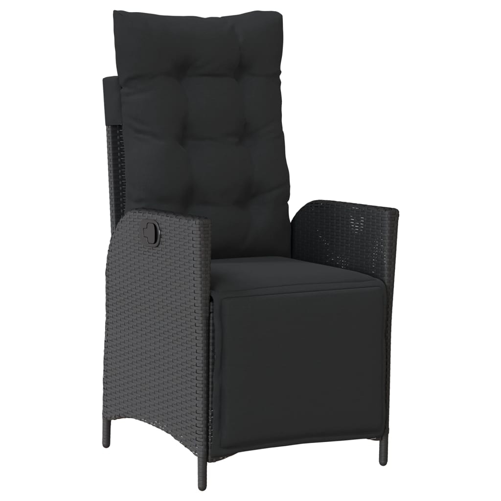 4 Piece Garden Dining Set with Cushions Black Poly Rattan