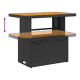 2 Piece Garden Dining Set with Cushions Black Poly Rattan - 45-Degree Angle