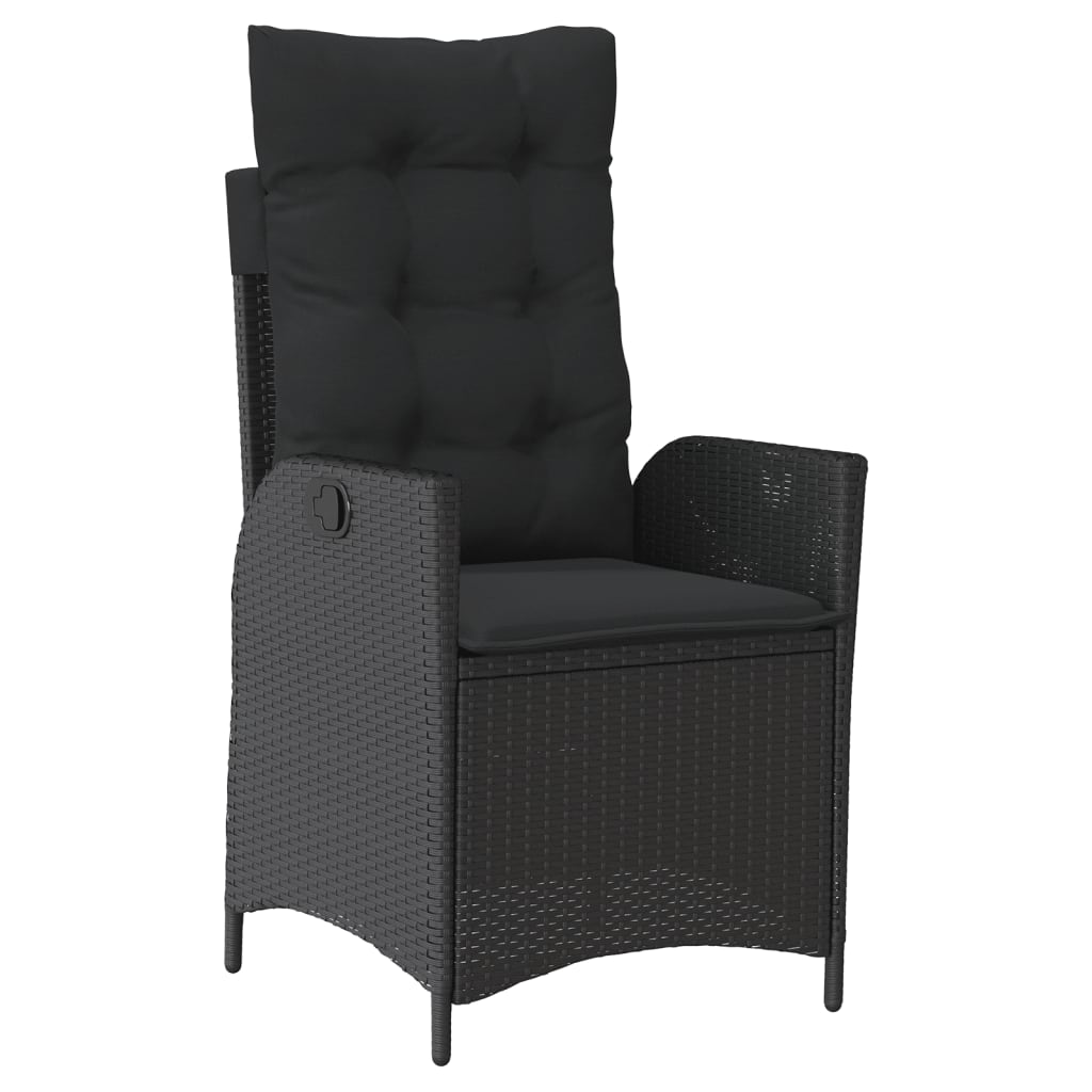 4 Piece Garden Dining Set with Cushions Black Poly Rattan