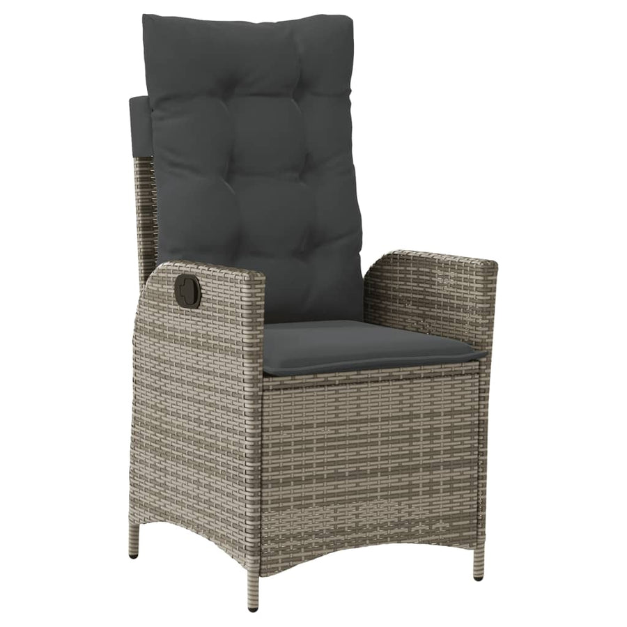 3 Piece Garden Dining Set with Cushions Grey Poly Rattan