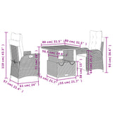 3 Piece Garden Dining Set with Cushions Grey Poly Rattan - Low Angle
