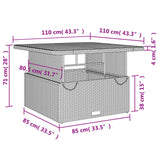 5 Piece Garden Dining Set with Cushions Grey Poly Rattan - Extra Image