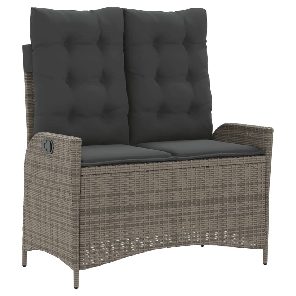 2 Piece Garden Dining Set with Cushions Grey Poly Rattan