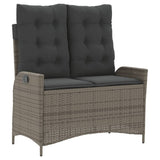 2 Piece Garden Dining Set with Cushions Grey Poly Rattan