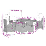 4 Piece Garden Dining Set with Cushions Grey Poly Rattan - Extra Image