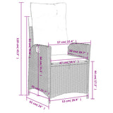 4 Piece Garden Dining Set with Cushions Grey Poly Rattan