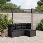 4 Piece Garden Sofa Set with Cushions Black Poly Rattan