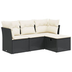 4 Piece Garden Sofa Set with Cushions Black Poly Rattan