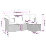4 Piece Garden Sofa Set with Cushions Black Poly Rattan - Top-Down View