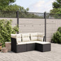 4 Piece Garden Sofa Set with Cushions Black Poly Rattan