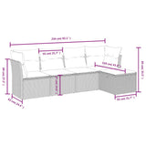 5 Piece Garden Sofa Set with Cushions Grey Poly Rattan - Top-Down View