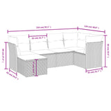 6 Piece Garden Sofa Set with Cushions Grey Poly Rattan - Top-Down View