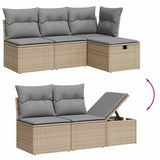 7 Piece Garden Sofa Set with Cushions Grey Poly Rattan - Side View