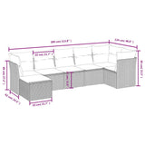 7 Piece Garden Sofa Set with Cushions Black Poly Rattan