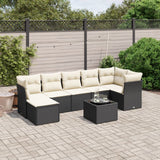 8 Piece Garden Sofa Set with Cushions Black Poly Rattan
