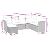 7 Piece Garden Sofa Set with Cushions Black Poly Rattan